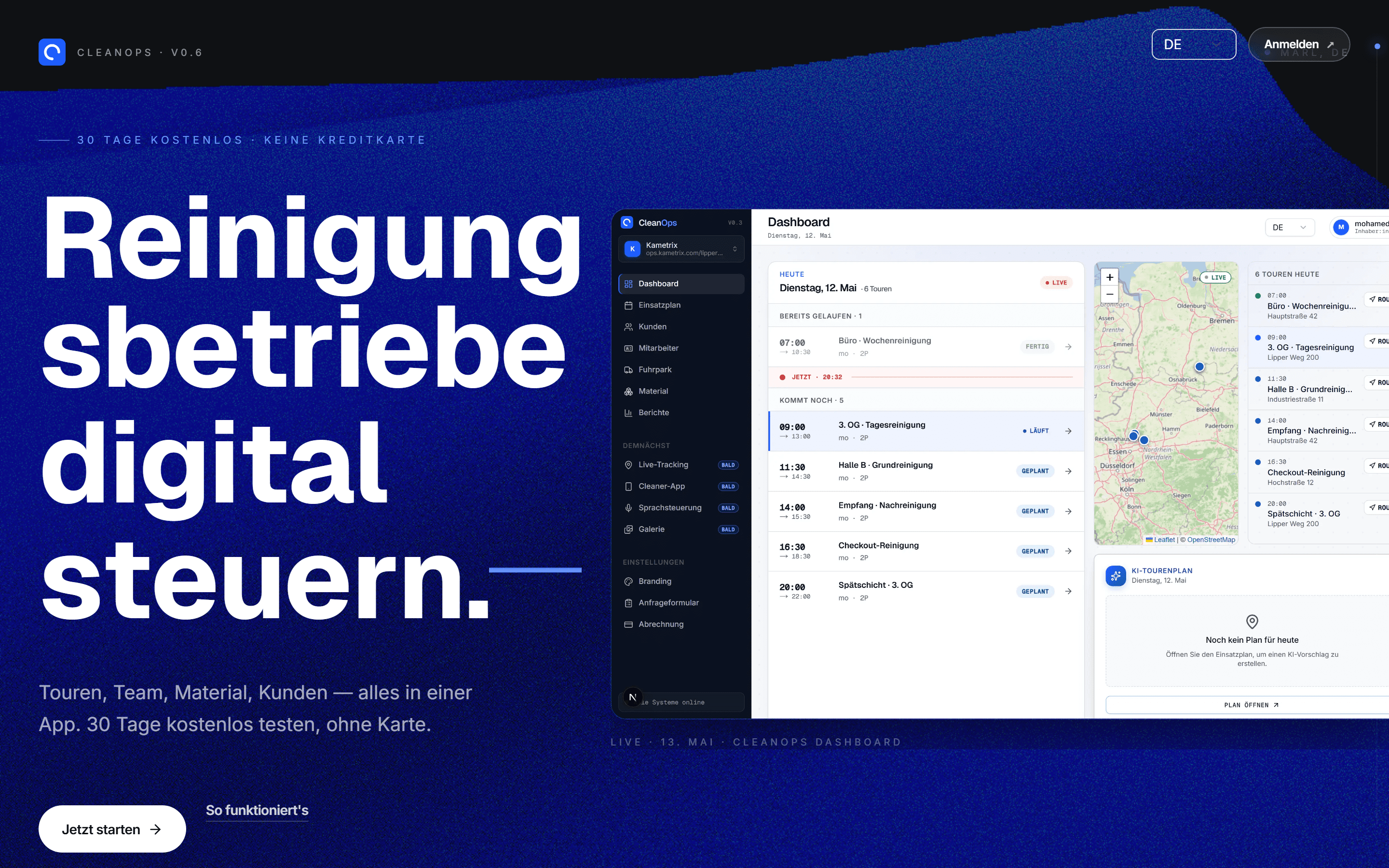 CleanOps — homepage screenshot
