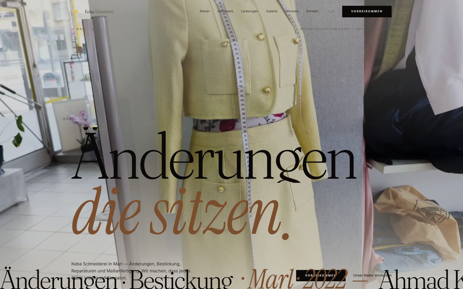 Keba Schneiderei — homepage screenshot