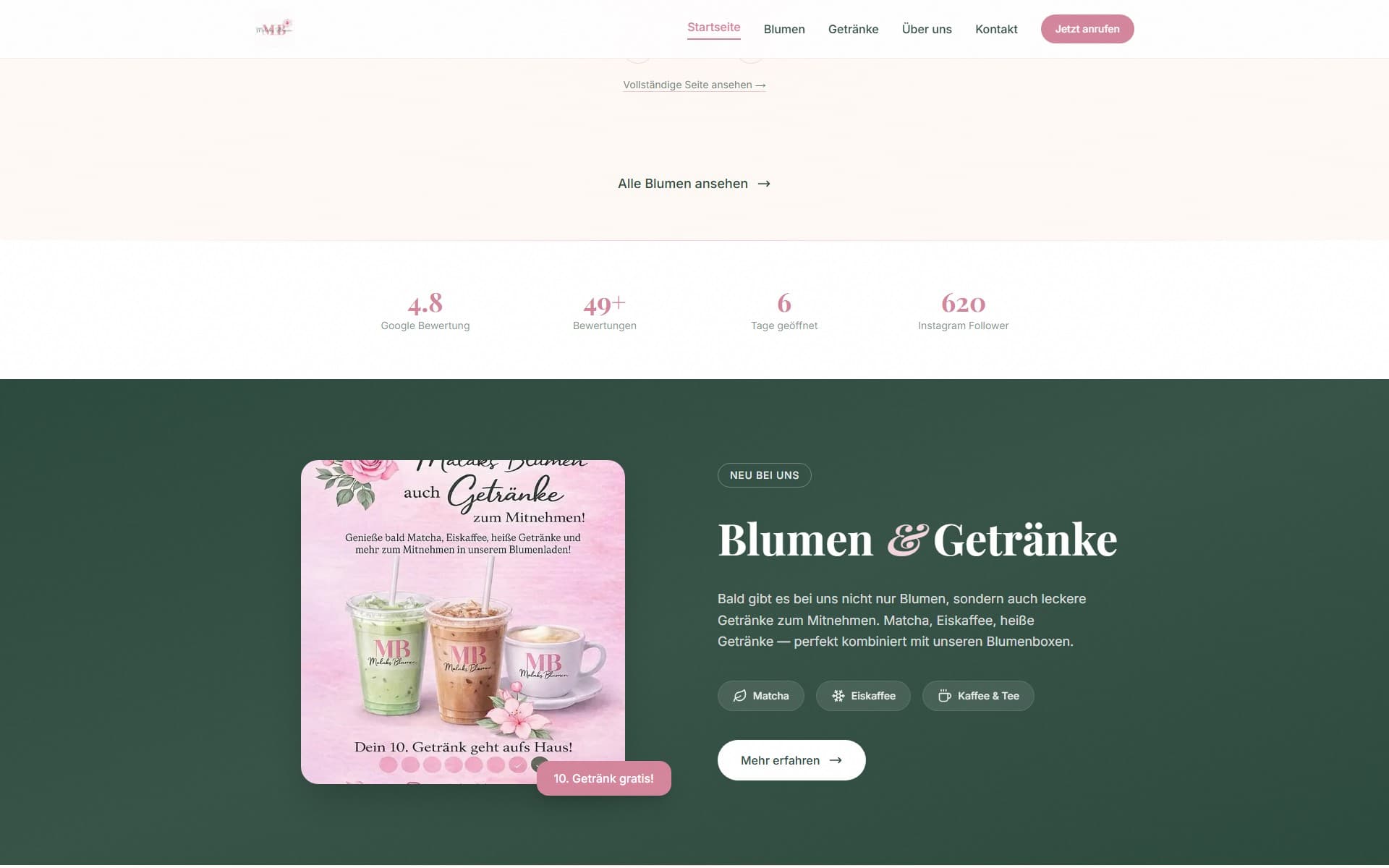 Malaks Blumen — mid-scroll